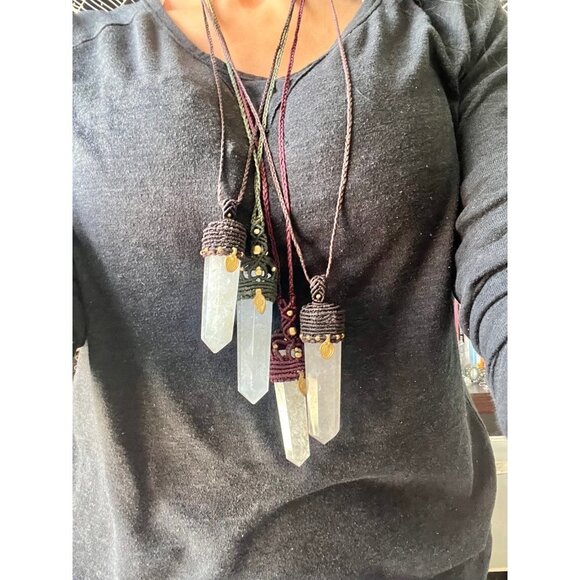 Handmade Jewelry - Braided Hemp + ST Quartz Power Pendant Necklace